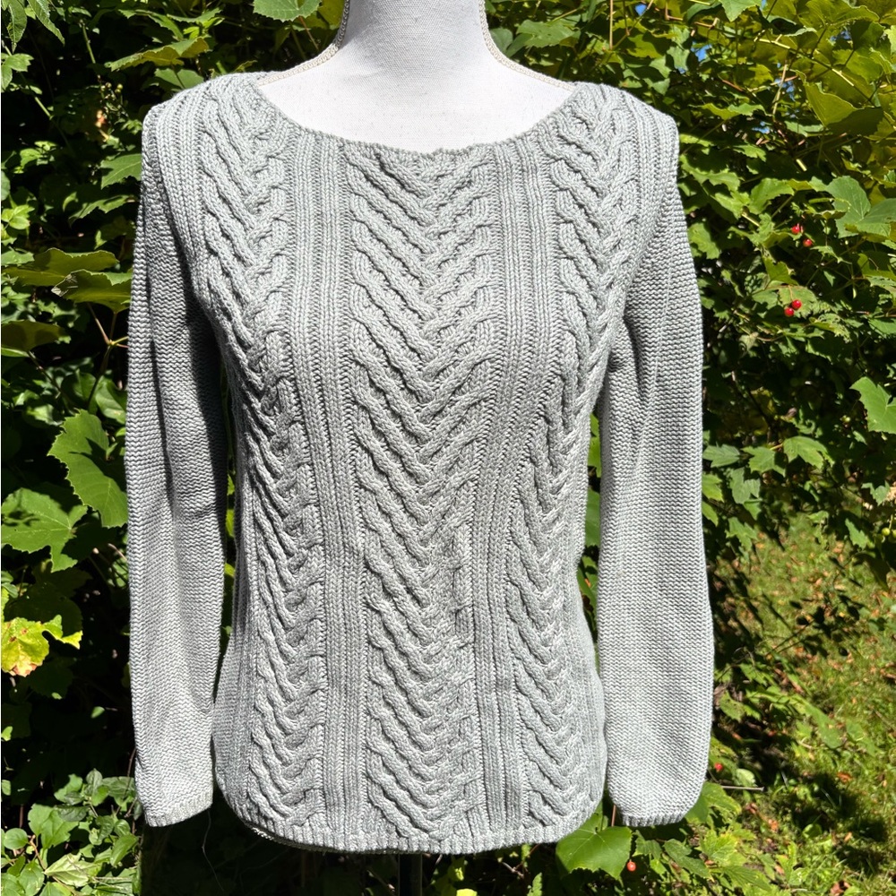 Gap, Gray, Cable Knit, Sweater